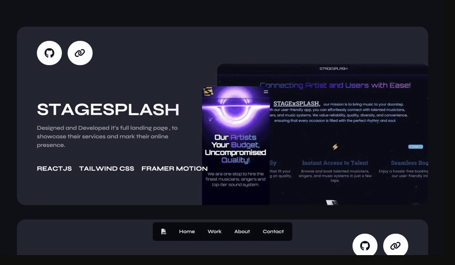 Getit.Dev featured work section with live products and source links.